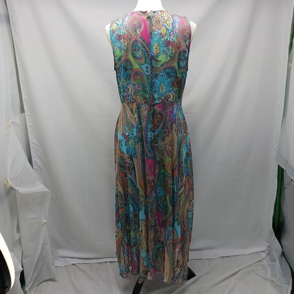Tommy Hilfiger Bright Pasley Floral Sheer Midi/ Blue Slip Dress Sleeveless  12.. - Picture 4 of 13